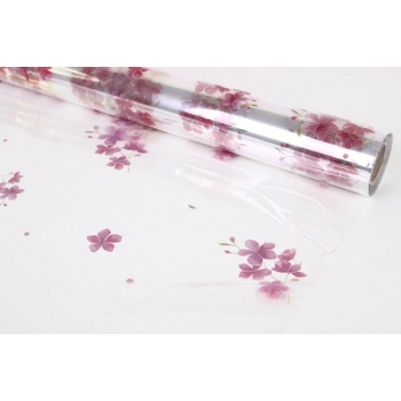 Celofánová role s potiskem - růžový květ.