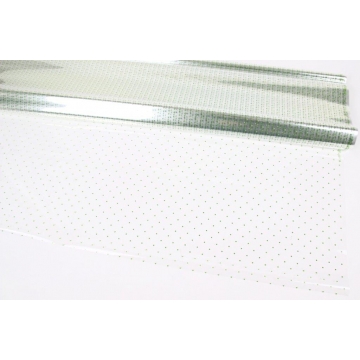 Celofán s potiskem zelený puntík.