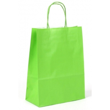 Dárková papírová taška světle zelená s pevným točeným ouškem.