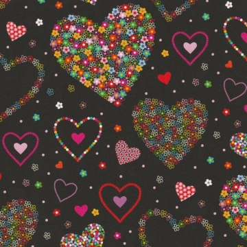 Dárkový balící papír černý se srdíčky | WrapCo
