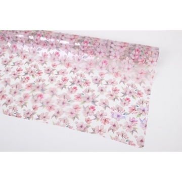Celofánová role s potiskem růžové květy | WrapCo.