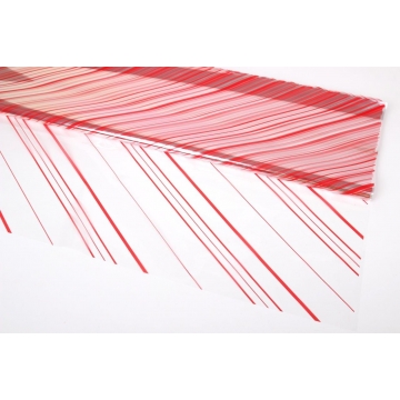 Celofánová arch s potiskem – červené pruhy .