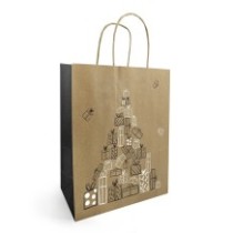 Vánoční dárková taška střední velikosti s elegantním motivem, ideální na sváteční balení dárků.