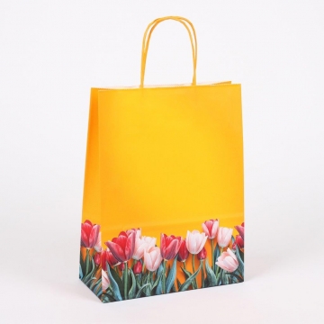 Dárková taška žlutá s tulipány | WrapCo