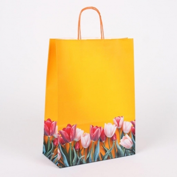 Dárková taška žlutá s tulipány | WrapCo