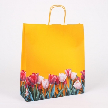 Dárková taška žlutá s tulipány | WrapCo