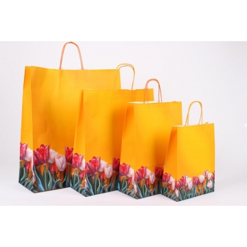 Dárková taška žlutá s tulipány | WrapCo