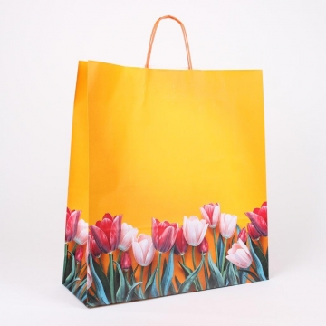 Dárková taška žlutá s tulipány | WrapCo