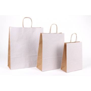 Dárková taška přírodní bílá s puntíky | WrapCo