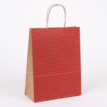 Dárková taška přírodní červená s puntíky | WrapCo