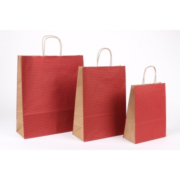 Dárková taška přírodní červená s puntíky | WrapCo