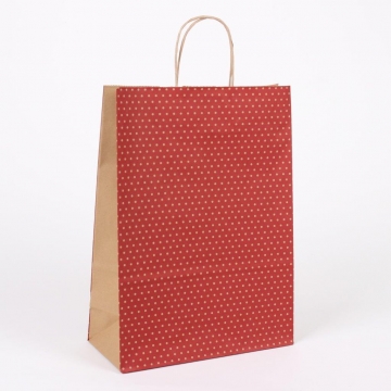 Dárková taška přírodní červená s puntíky | WrapCo
