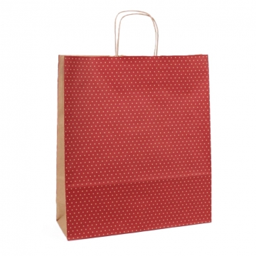 Dárková taška přírodní červená s puntíky | WrapCo