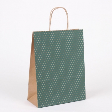 Dárková taška přírodní zelená s puntíky | WrapCo