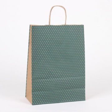 Dárková taška přírodní zelená s puntíky | WrapCo