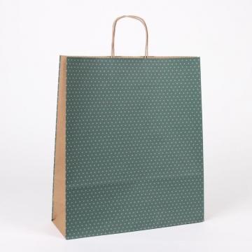 Dárková taška přírodní zelená s puntíky | WrapCo
